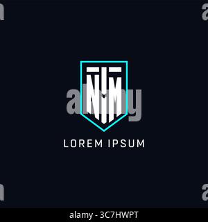 Monogram NM logo shield shape geometric style with simple creative initial logo design vector graphic Stock Vector