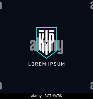 Monogram KP logo shield shape geometric style with simple creative initial logo design vector graphic Stock Vector