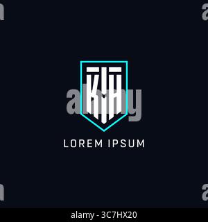 Monogram KH logo shield shape geometric style with simple creative initial logo design vector graphic Stock Vector