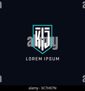 Monogram KJ logo shield shape geometric style with simple creative initial logo design vector graphic Stock Vector