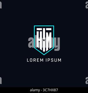 Monogram HM logo shield shape geometric style with simple creative initial logo design vector graphic Stock Vector
