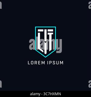 Monogram LT logo shield shape geometric style with simple creative initial logo design vector graphic Stock Vector