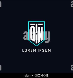 Monogram OW logo shield shape geometric style with simple creative initial logo design vector graphic Stock Vector