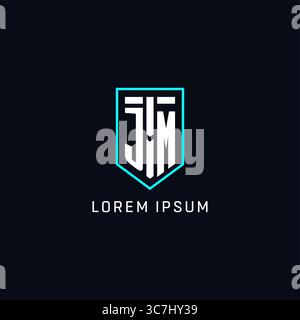 Monogram JM logo shield shape geometric style with simple creative initial logo design vector graphic Stock Vector