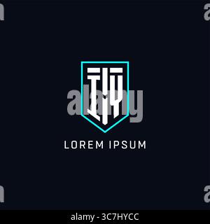 Monogram IY logo shield shape geometric style with simple creative initial logo design vector graphic Stock Vector
