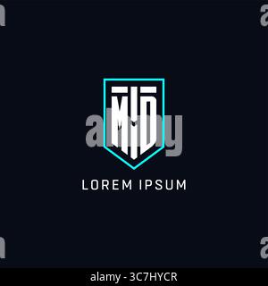 Monogram MD logo shield shape geometric style with simple creative initial logo design vector graphic Stock Vector