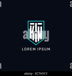 Monogram KW logo shield shape geometric style with simple creative initial logo design vector graphic Stock Vector