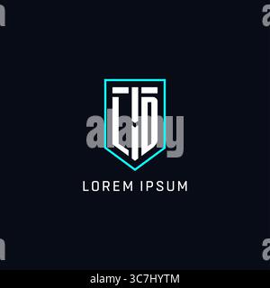 Monogram LD logo shield shape geometric style with simple creative initial logo design vector graphic Stock Vector