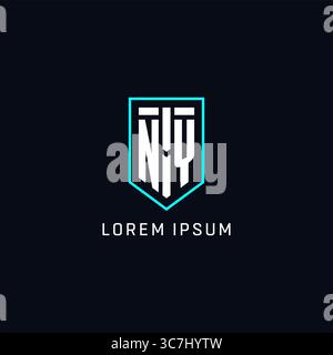Monogram NY logo shield shape geometric style with simple creative initial logo design vector graphic Stock Vector