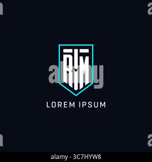 Monogram RM logo shield shape geometric style with simple creative initial logo design vector graphic Stock Vector