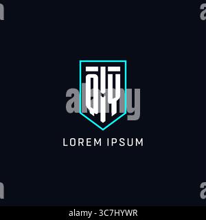 Monogram QY logo shield shape geometric style with simple creative initial logo design vector graphic Stock Vector