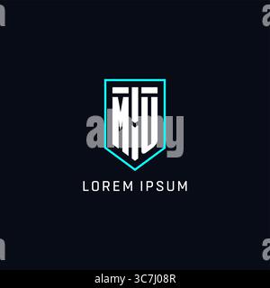 Monogram MU logo shield shape geometric style with simple creative initial logo design vector graphic Stock Vector