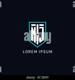 Monogram MJ logo shield shape geometric style with simple creative initial logo design vector graphic Stock Vector