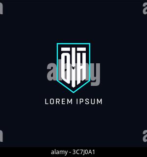 Monogram OH logo shield shape geometric style with simple creative initial logo design vector graphic Stock Vector