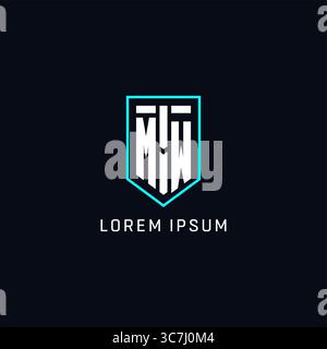 Monogram MW logo shield shape geometric style with simple creative initial logo design vector graphic Stock Vector