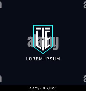 Monogram LE logo shield shape geometric style with simple creative initial logo design vector graphic Stock Vector