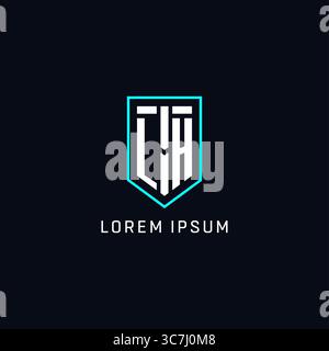 Monogram LH logo shield shape geometric style with simple creative initial logo design vector graphic Stock Vector
