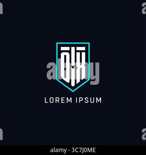 Monogram OX logo shield shape geometric style with simple creative initial logo design vector graphic Stock Vector