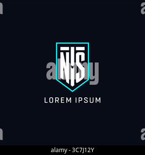 Monogram NS logo shield shape geometric style with simple creative initial logo design vector graphic Stock Vector