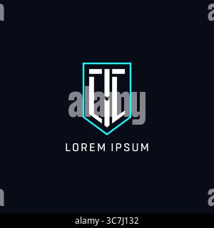 Monogram LL logo shield shape geometric style with simple creative initial logo design vector graphic Stock Vector