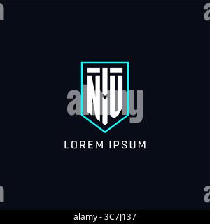 Monogram NV logo shield shape geometric style with simple creative initial logo design vector graphic Stock Vector
