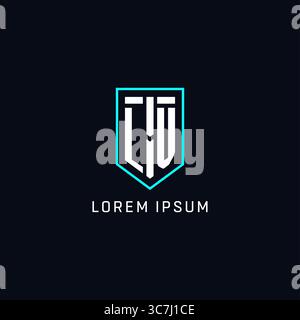 Monogram LV logo shield shape geometric style with simple creative initial logo design vector graphic Stock Vector
