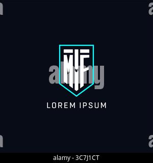 Monogram MF logo shield shape geometric style with simple creative initial logo design vector graphic Stock Vector