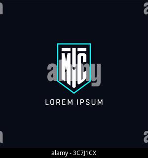Monogram MC logo shield shape geometric style with simple creative initial logo design vector graphic Stock Vector