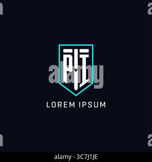 Monogram PI logo shield shape geometric style with simple creative initial logo design vector graphic Stock Vector