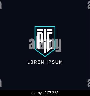 Monogram PE logo shield shape geometric style with simple creative initial logo design vector graphic Stock Vector