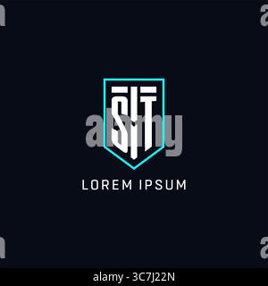 Monogram ST logo shield shape geometric style with simple creative initial logo design vector graphic Stock Vector