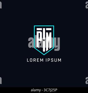 Monogram PM logo shield shape geometric style with simple creative initial logo design vector graphic Stock Vector