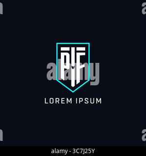 Monogram PF logo shield shape geometric style with simple creative initial logo design vector graphic Stock Vector
