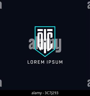 Monogram QC logo shield shape geometric style with simple creative initial logo design vector graphic Stock Vector