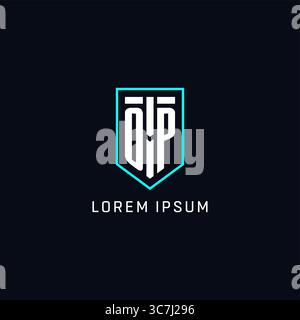 Monogram OP logo shield shape geometric style with simple creative initial logo design vector graphic Stock Vector