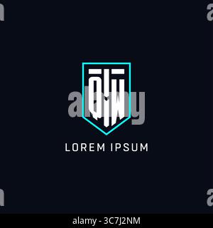 Monogram QW logo shield shape geometric style with simple creative initial logo design vector graphic Stock Vector
