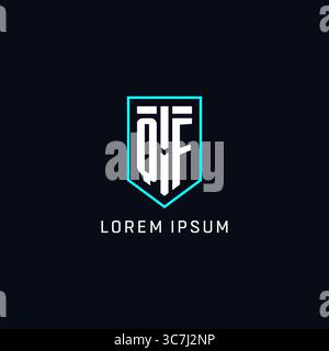 Monogram QF logo shield shape geometric style with simple creative initial logo design vector graphic Stock Vector