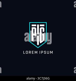 Monogram PG logo shield shape geometric style with simple creative initial logo design vector graphic Stock Vector