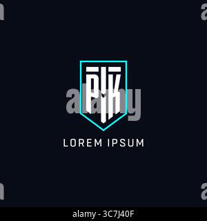 Monogram PK logo shield shape geometric style with simple creative initial logo design vector graphic Stock Vector