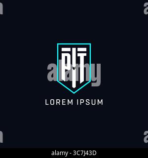 Monogram PT logo shield shape geometric style with simple creative initial logo design vector graphic Stock Vector