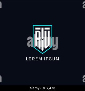 Monogram RU logo shield shape geometric style with simple creative initial logo design vector graphic Stock Vector