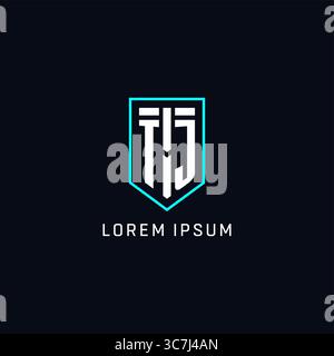 Monogram TJ logo shield shape geometric style with simple creative initial logo design vector graphic Stock Vector