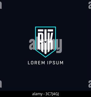 Monogram RK logo shield shape geometric style with simple creative initial logo design vector graphic Stock Vector