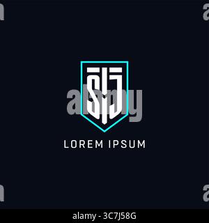 Monogram SJ logo shield shape geometric style with simple creative initial logo design vector graphic Stock Vector