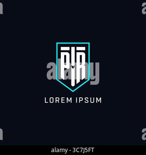 Monogram PR logo shield shape geometric style with simple creative initial logo design vector graphic Stock Vector