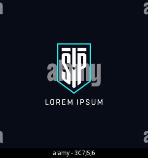 Monogram SP logo shield shape geometric style with simple creative initial logo design vector graphic Stock Vector