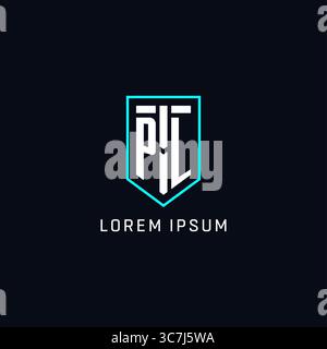 Monogram PL logo shield shape geometric style with simple creative initial logo design vector graphic Stock Vector