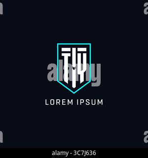 Monogram TY logo shield shape geometric style with simple creative initial logo design vector graphic Stock Vector