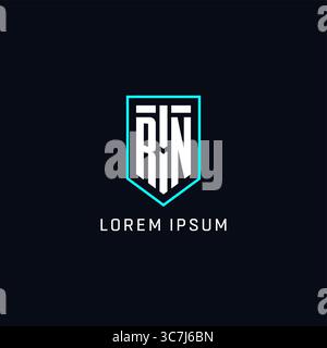 Monogram RN logo shield shape geometric style with simple creative initial logo design vector graphic Stock Vector