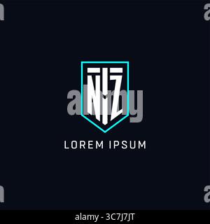 Monogram NZ logo shield shape geometric style with simple creative initial logo design vector graphic Stock Vector